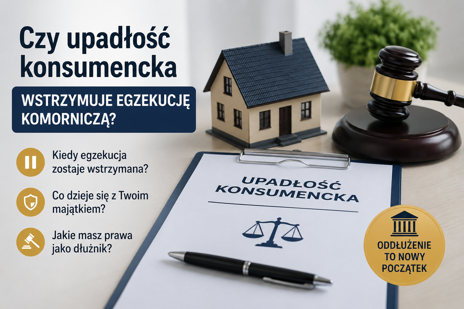 Czy upadłość konsumencka wstrzymuje egzekucję komorniczą?